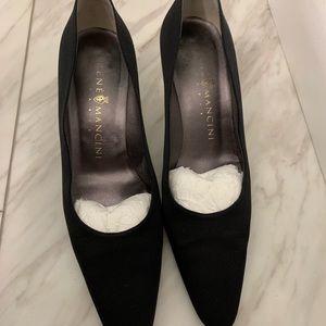 Lovely Black satin heels by Rene Mancini